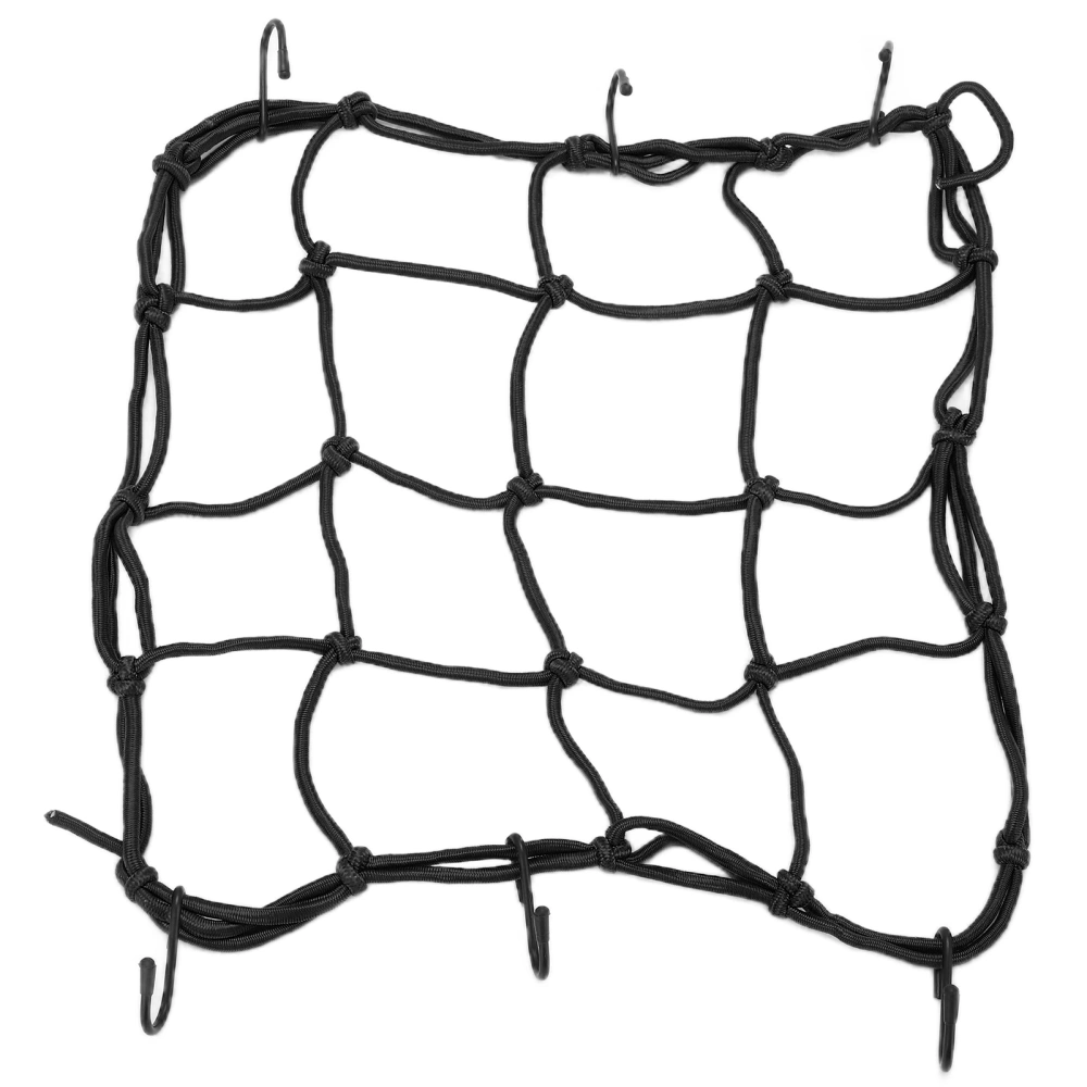 Cargo Net Nylon Tough Elastic Luggage Net with Hooks for Road Mountain Bicycles Motorcycles Electric VehiclesBlack