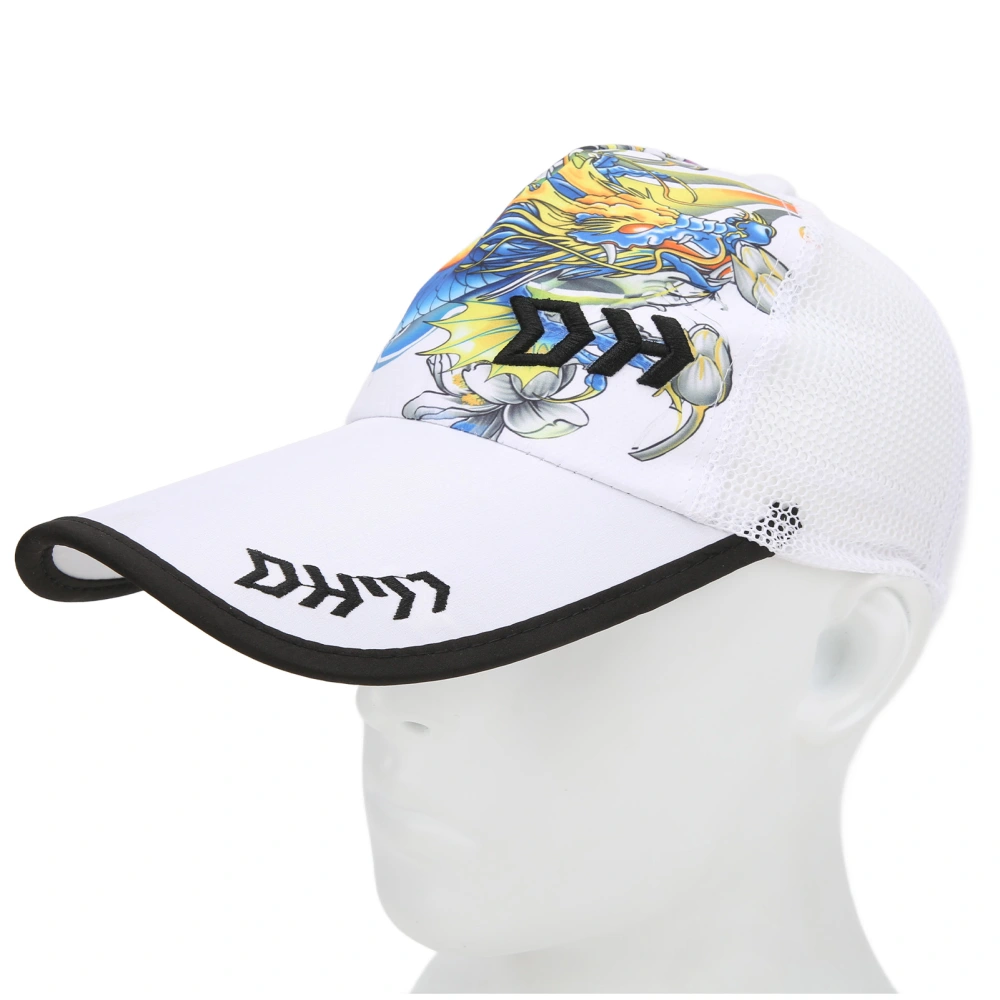 Fishing Hat Polyester Nylon One Size Adjustable Breathable Sweat Proof Cap for Outdoor SportsWhite