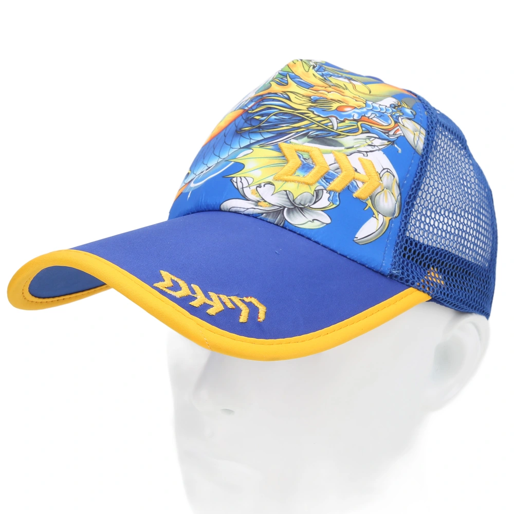 Fishing Hat Polyester Nylon One Size Adjustable Breathable Sweat Proof Cap for Outdoor SportsBlue