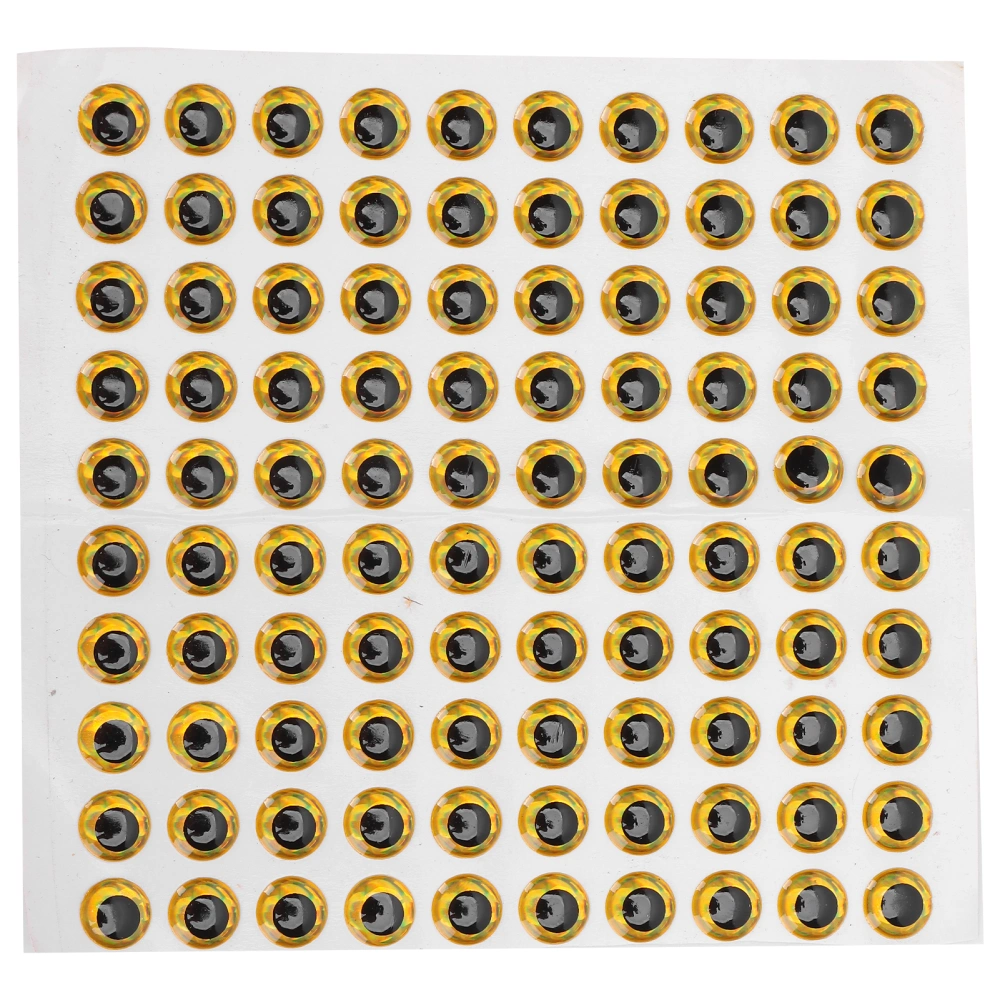 100PCS/Pack Fishing Lure Eye 9mm 3D Realistic Fishing Eyes for Making Fishing BaitGolden