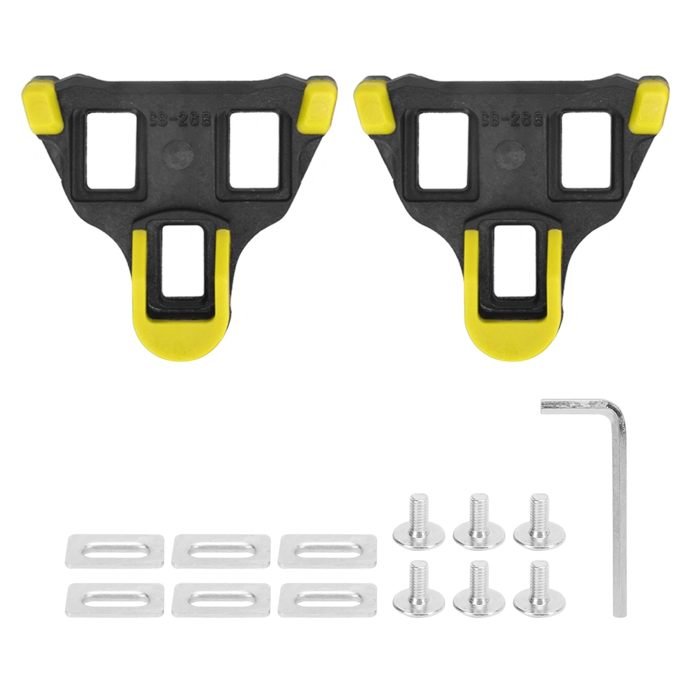 BuyWeek TB‑011 Universal Road Bike Cleats 6 Degree Float Self Locking Cycling Pedals Cleat SetBlack Yellow