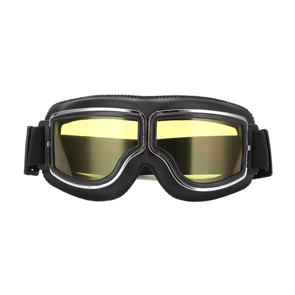 Wind Sand Protection Motorcycle Glasses Adjustable Tightness Outdoor Motocross GogglesBlack Frame Yellow Lens