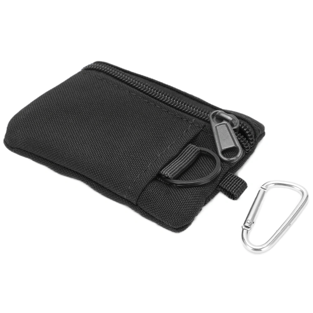 Outdoor EDC Molle Pouch Wallet Mini Portable Key Card Case EDC Pouch Bag Coin Purse with CarabinerBlack