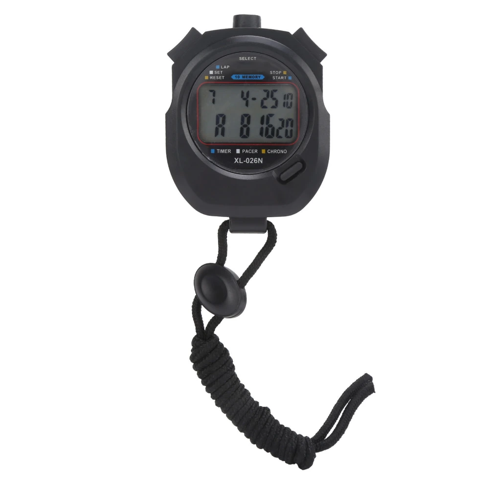 Sports Timer 2‑Row Digital Display Multi‑Function Waterproof Electronic Stopwatch for Competitions Fitness Training