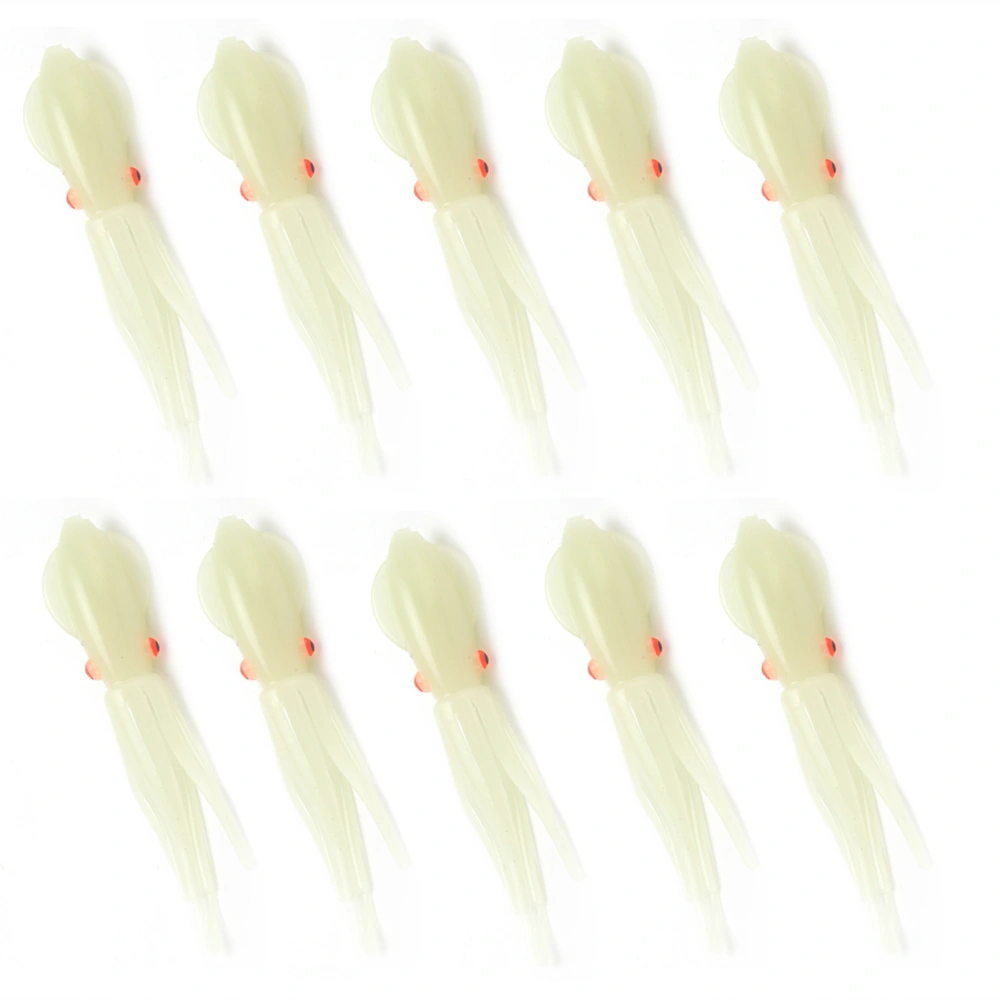 10Pcs Squid Fishing Lures Durable Sturdy Glowing Luminous Lifelike Soft Silicone Squid Bait17ccm