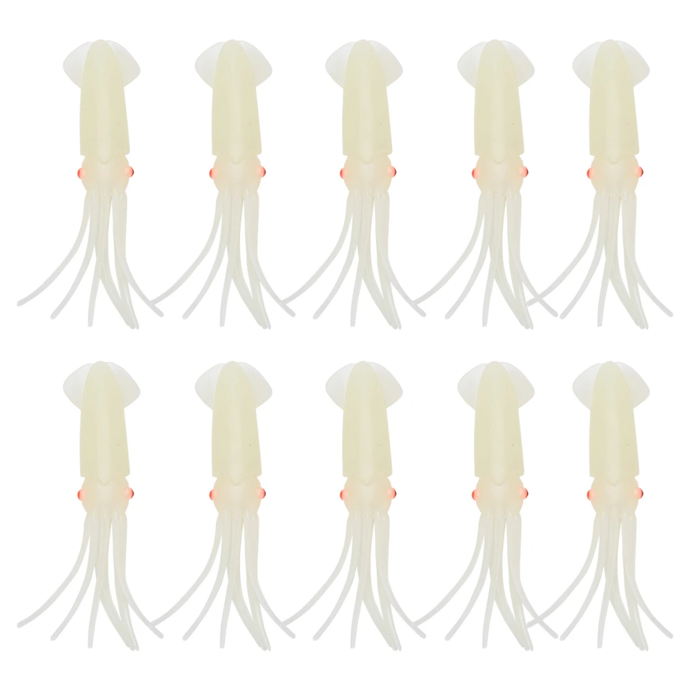 10Pcs Squid Fishing Lures Durable Sturdy Glowing Luminous Lifelike Soft Silicone Squid Bait12cm