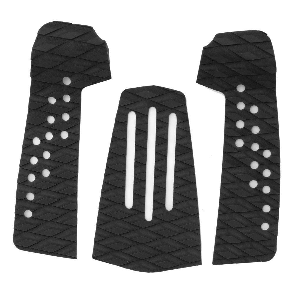 3 Pcs Surfboard Traction Pad AntiSkid MoistureProof Surf Deck Mat for Skimboard Accessories(Black )