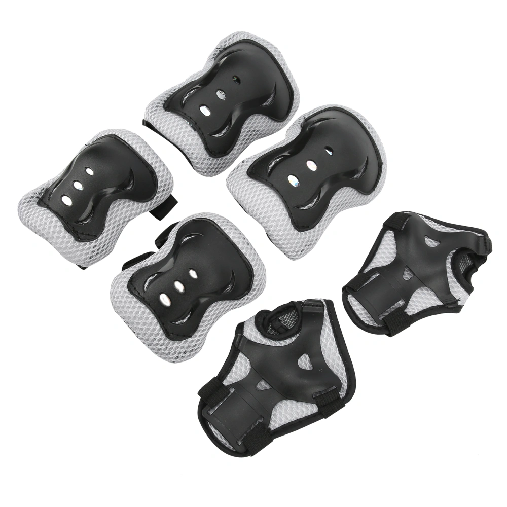 6Pcs Kids Safety Skateboard Protective Gear Elbow Pads Wrist Guard Cycling Knee ProtectorBlack