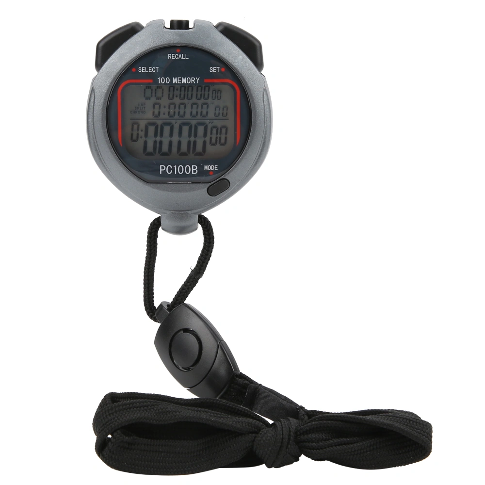 PC100B Digital Sport Stopwatch Timer Handheld Chronograph Digital Stopwatch for Running