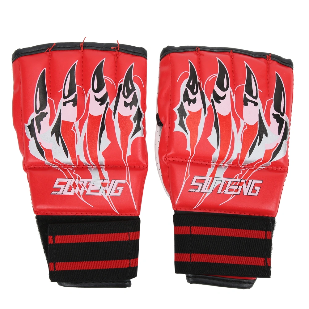 Pair Fight Gloves Half‑Finger Sweat‑Proof with High Elastic Band for Punching Bag Fighting CompetitionRed