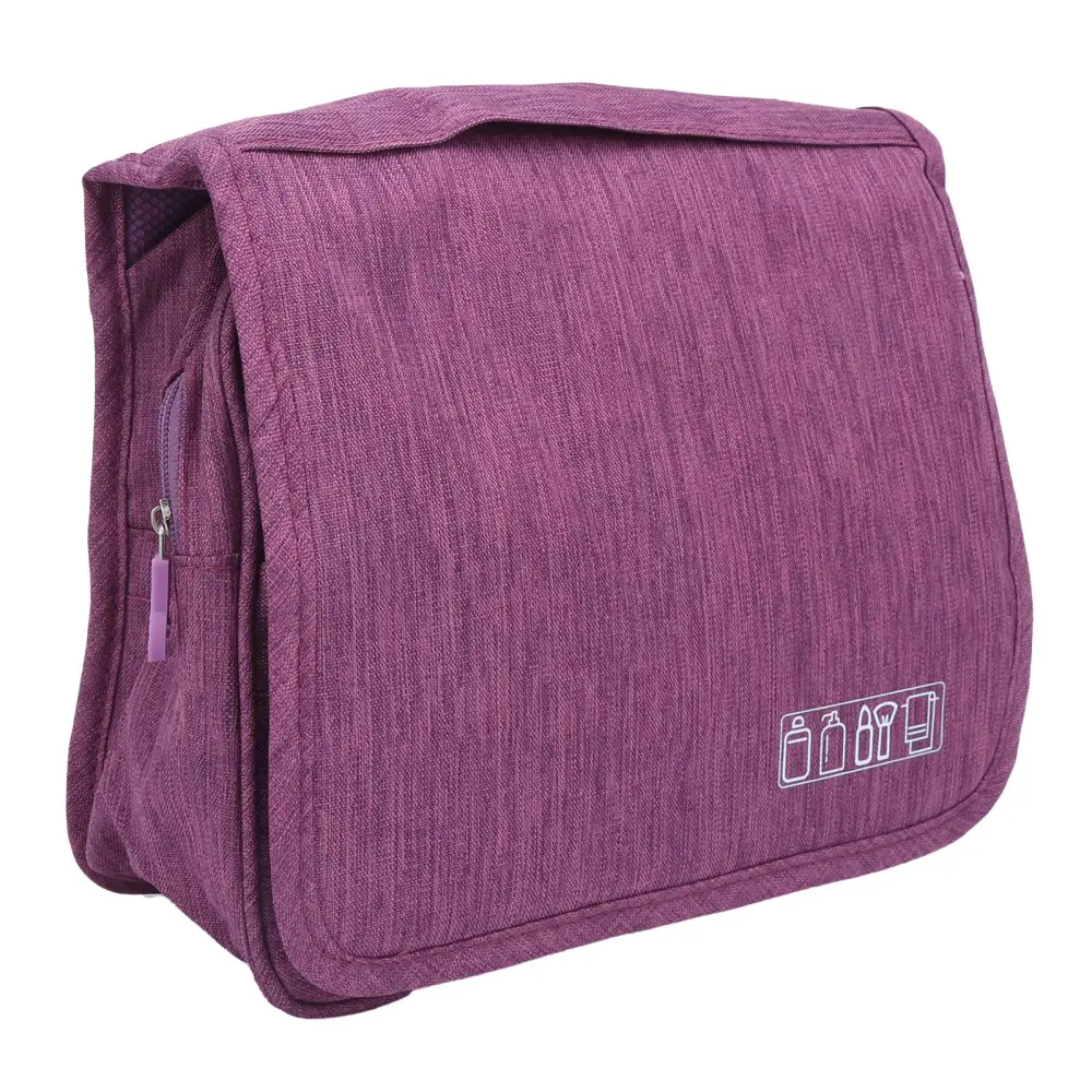 Make Up Bag LargeCapacity Travel Pouch MoistureProof Portable DustProof Storage Handbag(Purple )