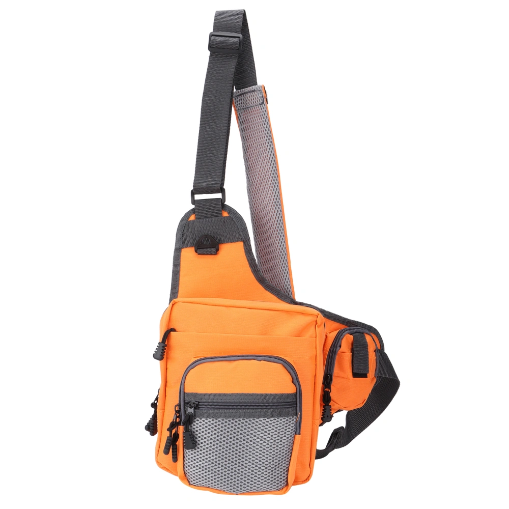 Polyester Multifunctional Fishing Tackle Crossbody Bag with Adjustable Shoulder Straps(Orange )