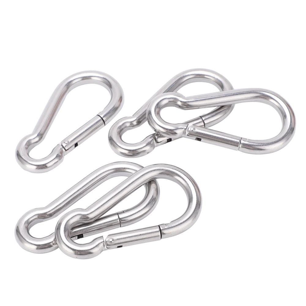 5pcs 100mm Carabiner Clip Stainless Steel Heavy Duty Spring Snap Hook for Climbing Backpack