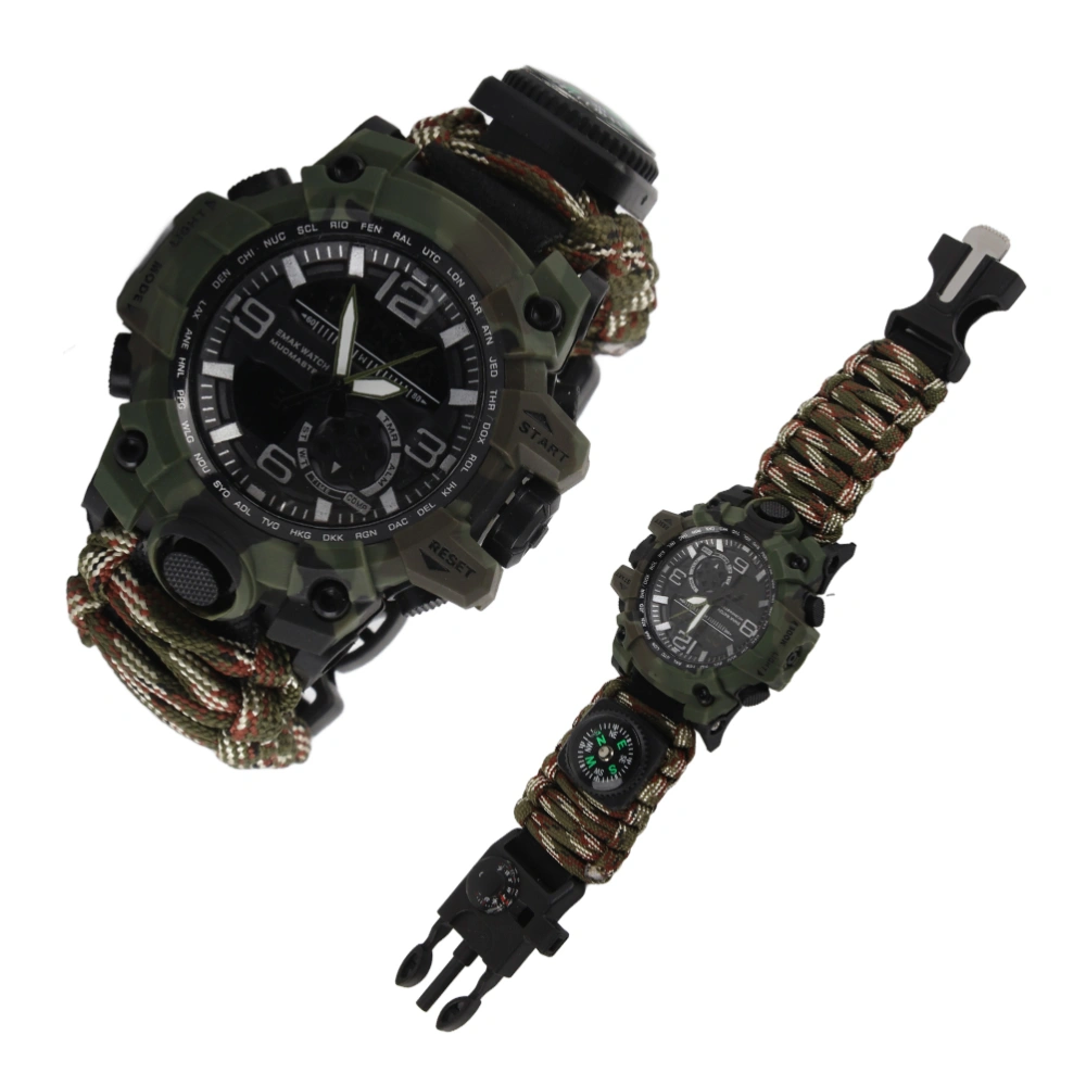 Mens Climbing Digital Watch Outdoor Waterproof Sports Watches Electronic Wristwatches with Compass Paracord Band