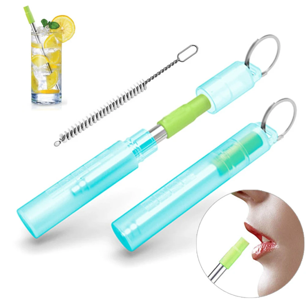 Food Grade Stainless Steel Telescopic Straw Plastic Shell Portable Straw