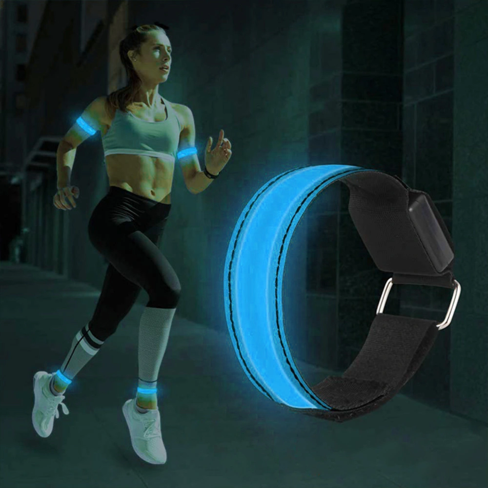 4pcs Luminous Arm Bands USB Reflective Band Bracelets for Outdoor Jogging Running Sport