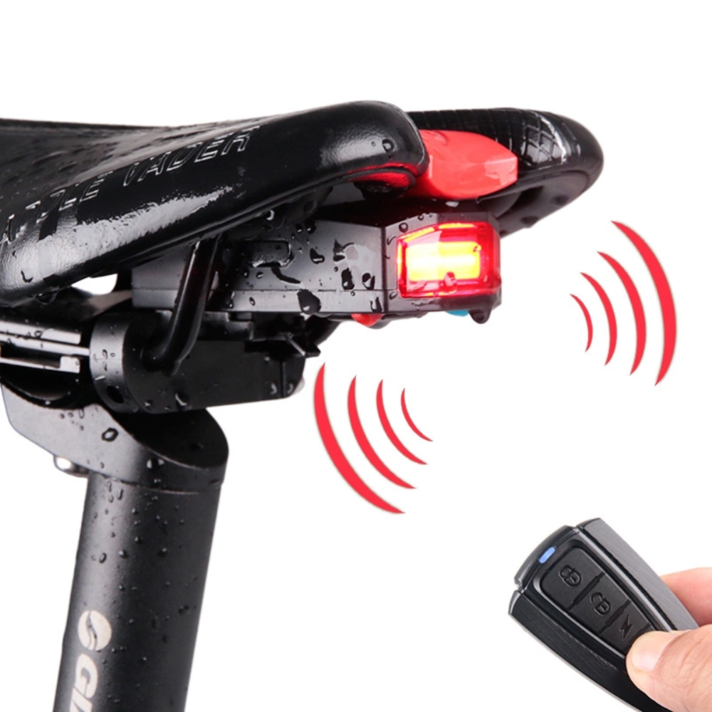 Bike Tail Light USB Rechargeable Smart Bike Tail Light Wireless Bike Alarm System with Remote Control for Mountain Bikes Road Bikes