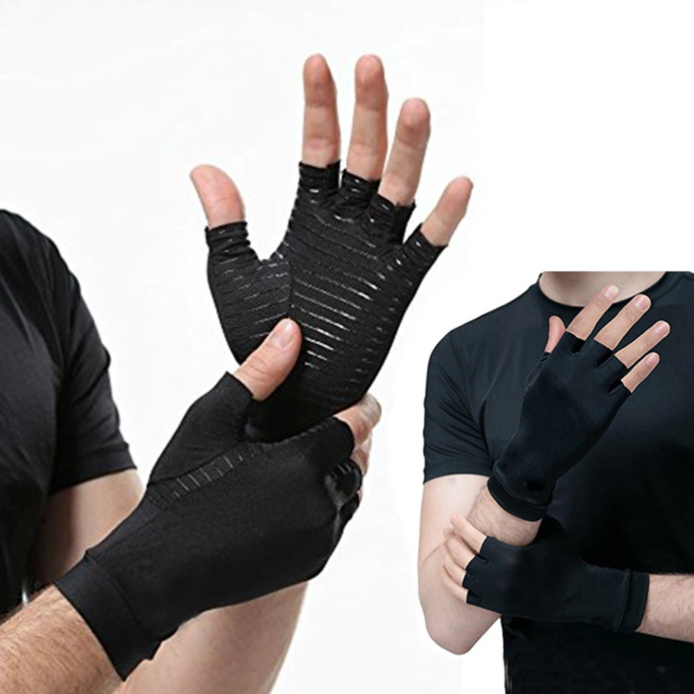 BuyWeek 1 Pair Copper Arthritis Gloves Copper Compression Arthritis Gloves Finger Less Sports Gloves