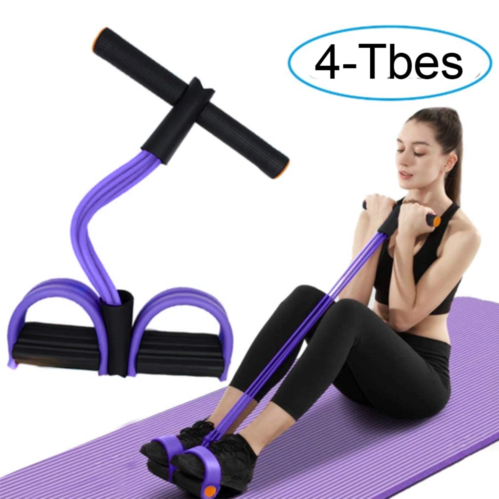 Multifunction Tension Rope 4 Tube Elastic Yoga Pedal Puller Resistance Band Latex Tension Rope Fitness for Abdomen Waist Arm Leg Stretching Slimming Training