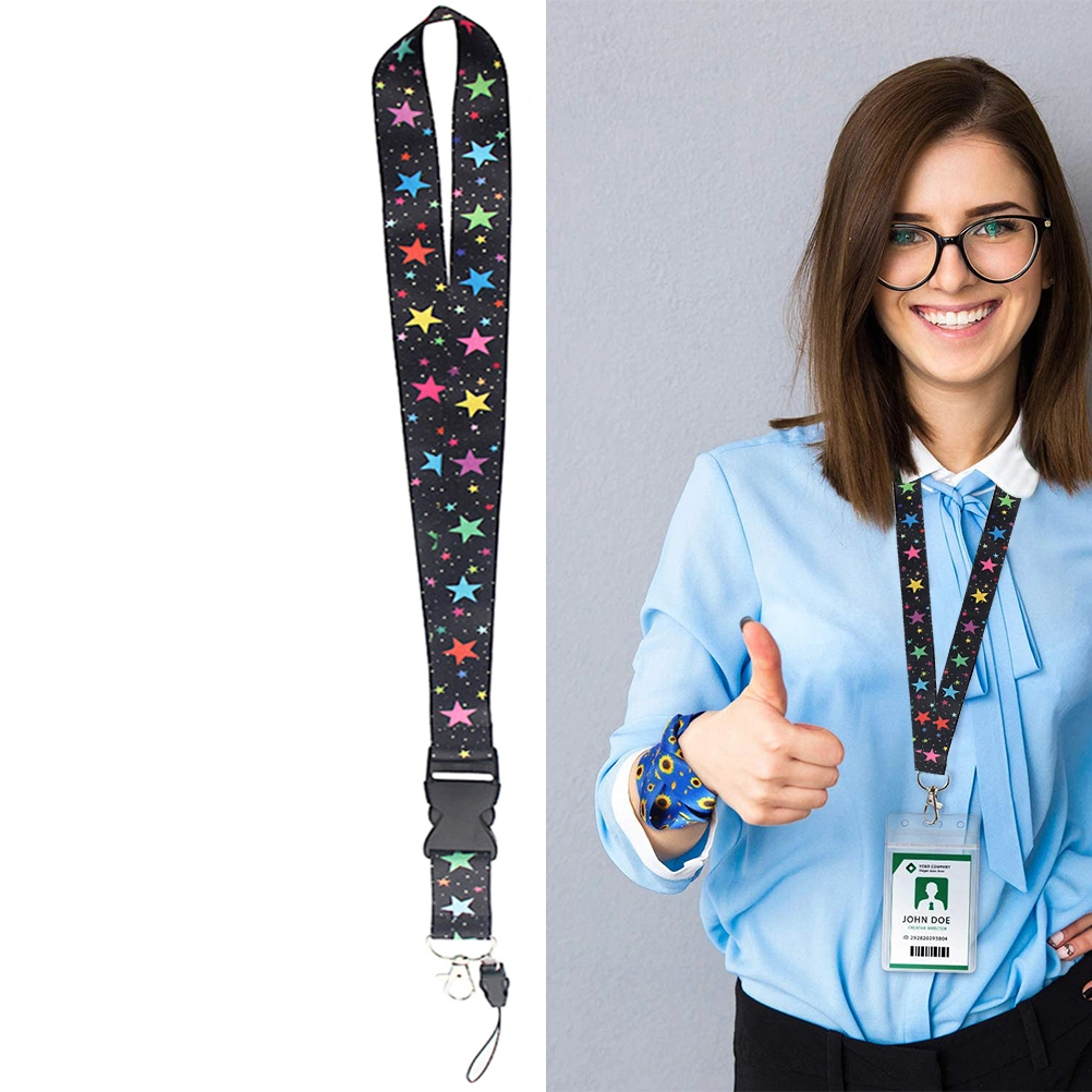 Buckle Lanyard Sunflower Star Patterned Lanyard Neck Strap Keyring for Hanging Keys Phone ID Cards