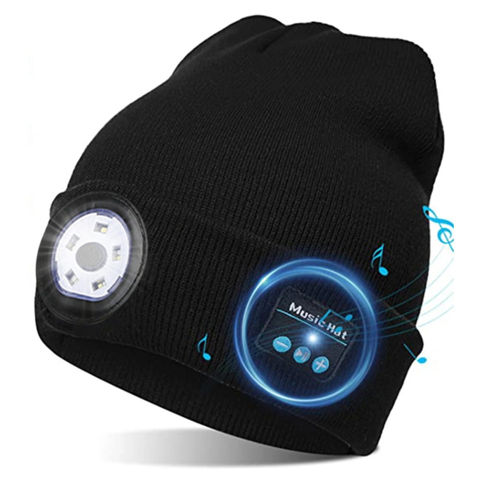 Bluetooth 5.0 LED Beanie Hat with LED Light Built In Stereo Speakers and Mic Warm Hat for Sports and Outdoors