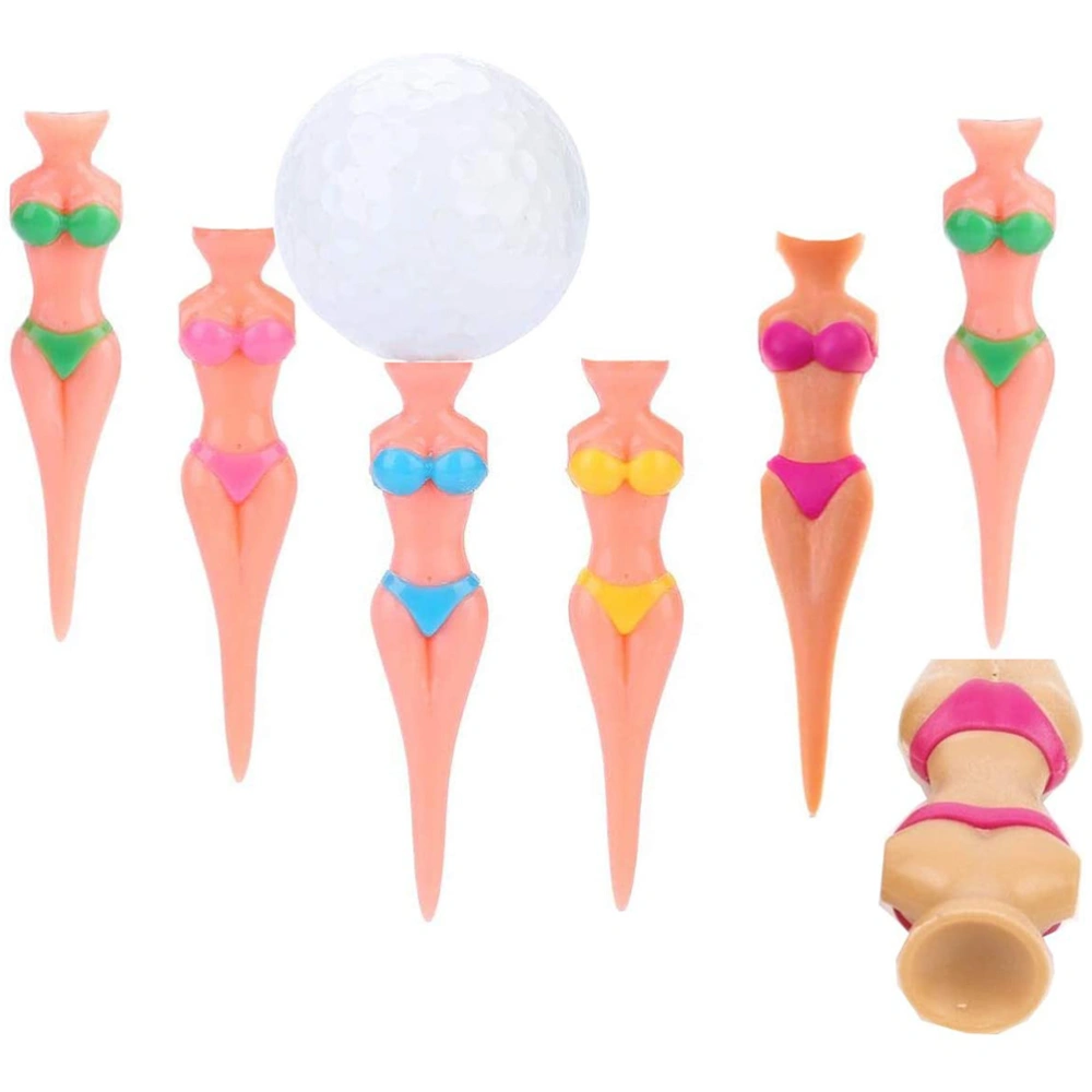 6Pcs/Lot Random Color Plastic Tees Clubs Tee Sexy Bikini Lady Model Women Divot Accessories Tools