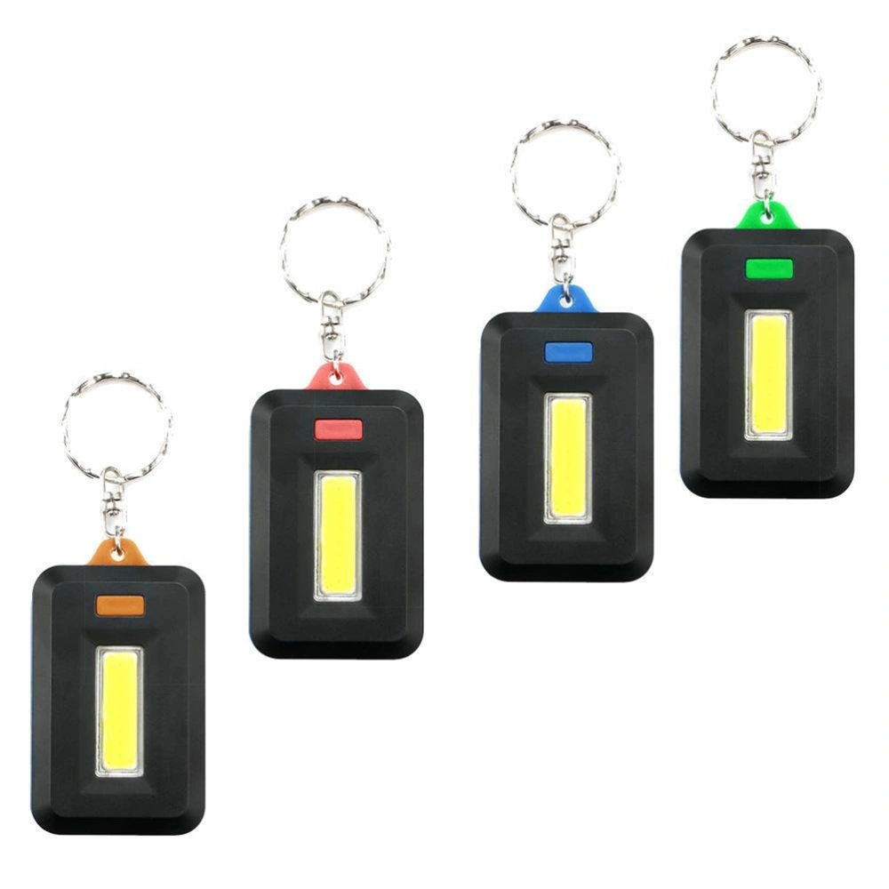 BuyWeek 4pcs Random Color Portable COB LED Keychain Flashlight 3 Modes Key Chain Keyring Flash Light Lamp Pocket Emergency Light