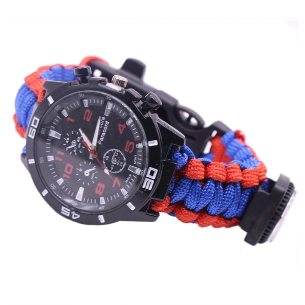 Outdoor Camping Survival Watch Multi Functional Bracelet Compass Rope Whistle Paracord Bracelet Tools Kit