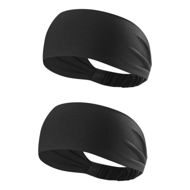 2 Pcs Sports Polyester Fiber Headbands Unisex Elastic Sweat Wicking Non Slip Headbands for Running Sports Travel Fitness Riding