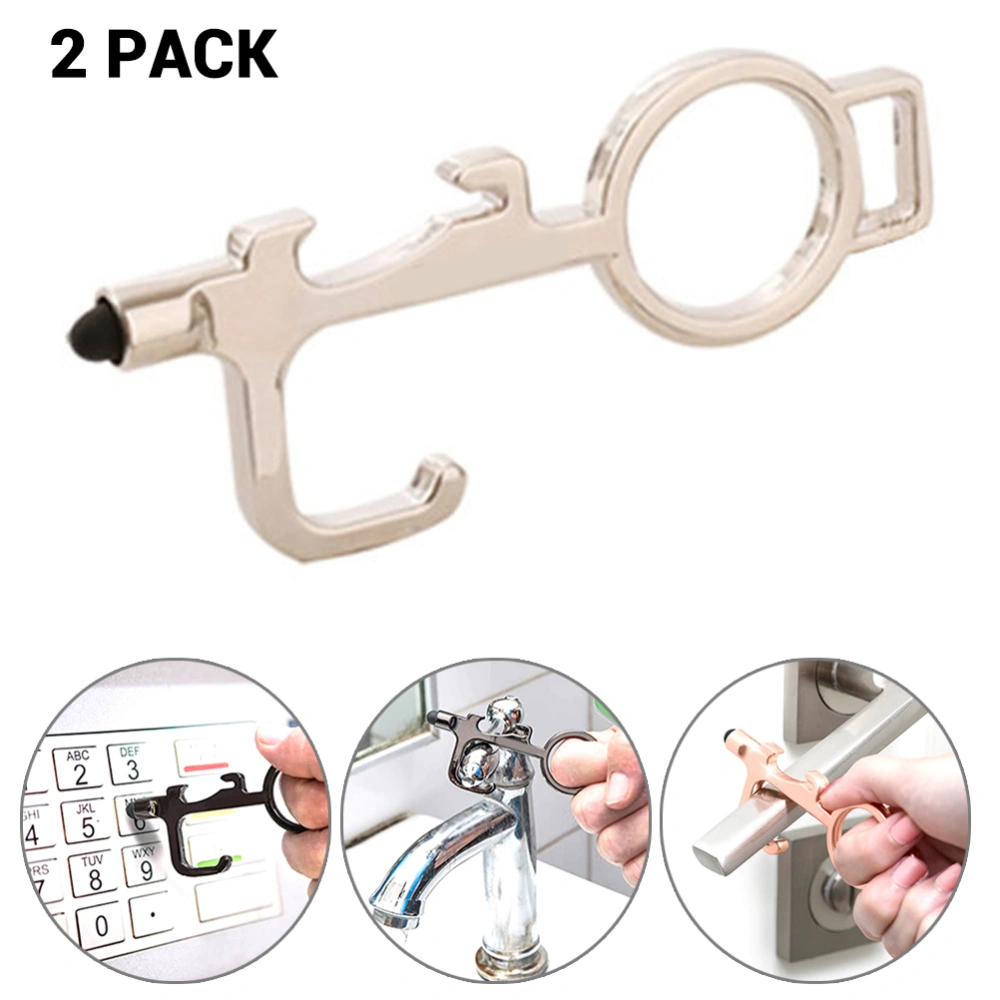 2 pcs No Touch Door Opener Keychain Tool Non Contact Security Anti Touch Door Opener Touch Screen Function Door Key Opener Tool