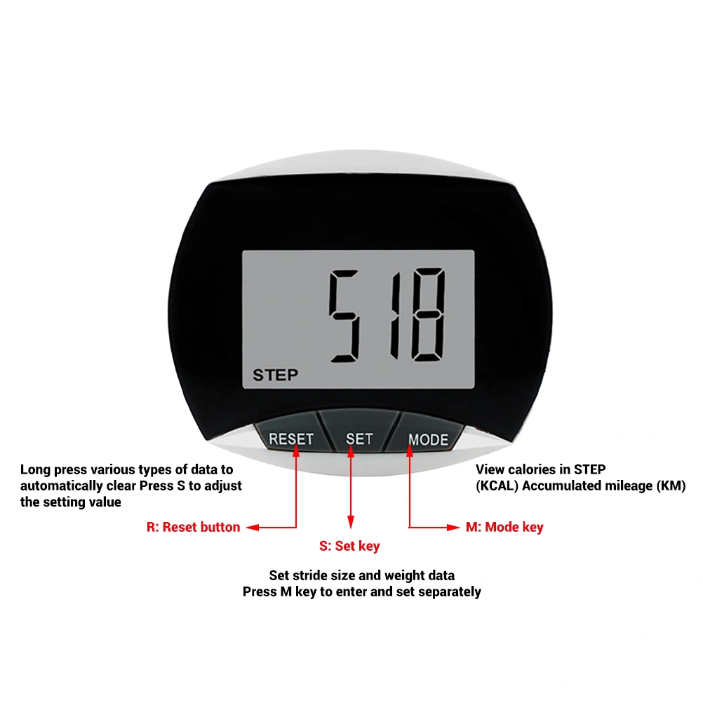 Pedometer Walking Step Counter with Belt Clip Multifunctional Pedometer LCD Display Fitting Exercise Accessory