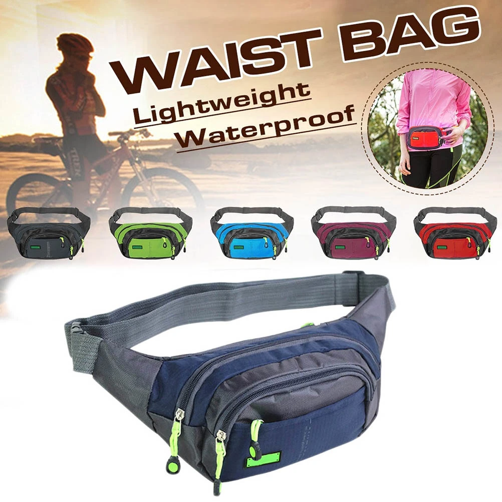 BuyWeek Waterproof Sport Waist Pack Bags Lightweight Fanny Pack Zipper Pockets Phone Wallet Shoulder Bag for Men Women Hiking Running