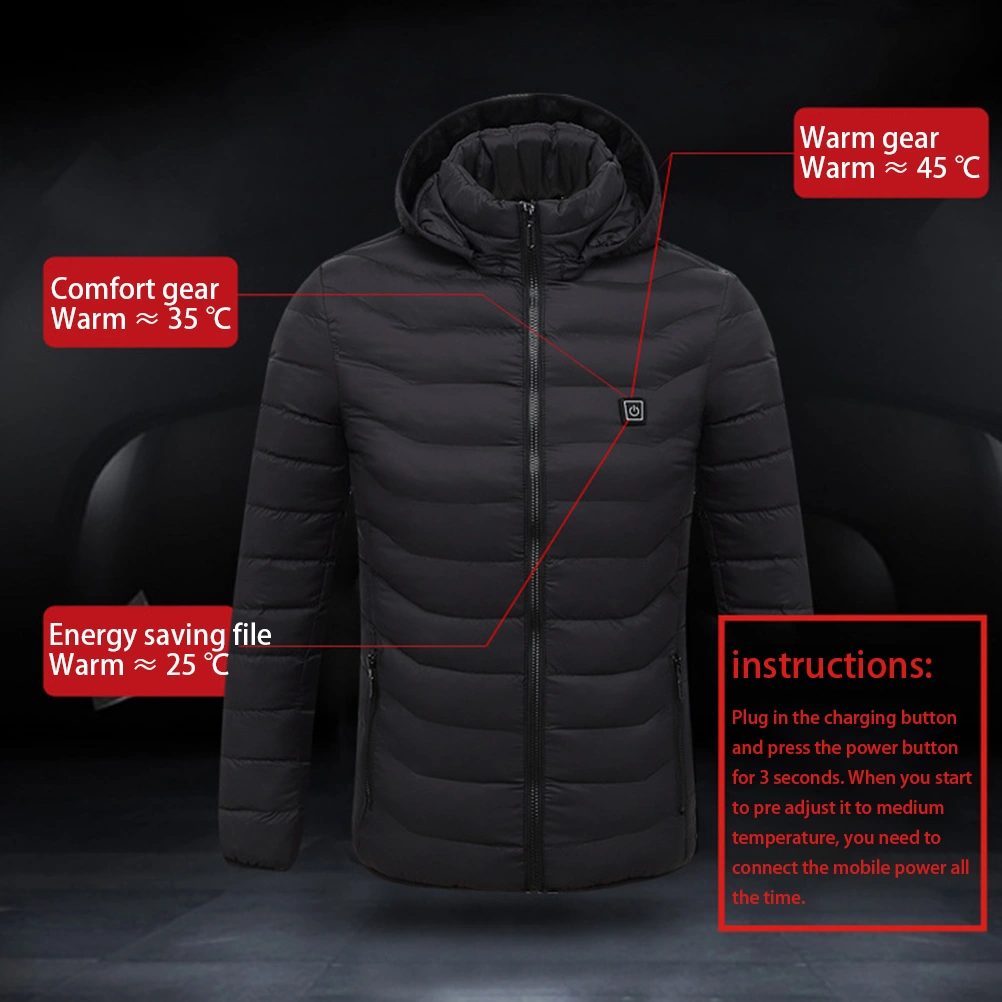 8 Zone Heated Jacket USB Electric Hoodie Jacket Winter Warming Jacket Coat
