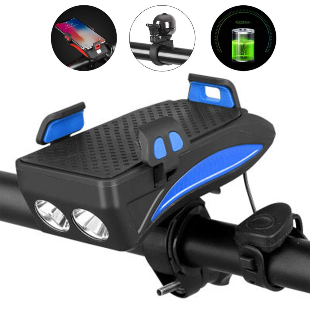 BuyWeek 4 in 1 Rechargeable Bike Front Light Set 130 Decibel Speakers 400lm Super Bright 4000mA Cellphone Power Bank Mobile Phone Holder Mount