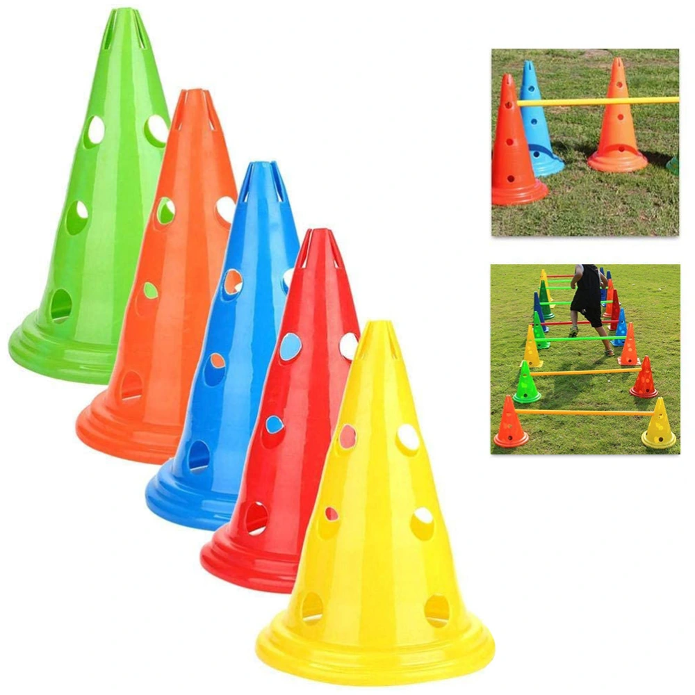 5Pcs Football Training Cones Conical Obstacle Bar Bucket Sign Barrier with Holes