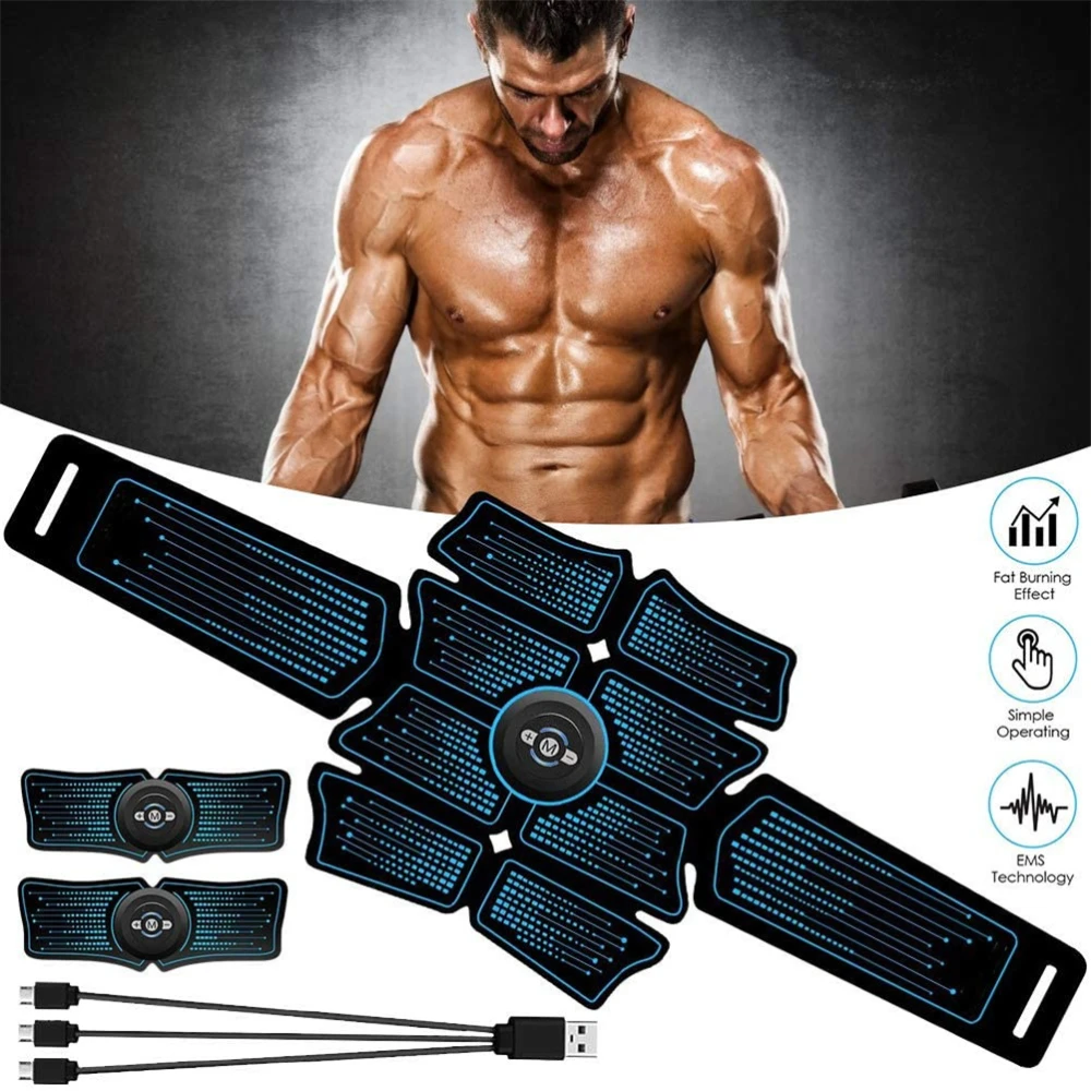 EMS Abdominal Arm Trainer Body Slimming Belt ABS Muscle Stimulator Toner for Home Gym Fitness Exercise