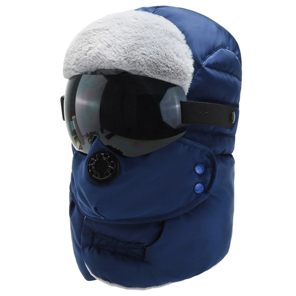 Winter Bomber Hats with Glasses Breathable Filter Russian Earflap Neck Warmer Outdoor Warm Snow Ski s