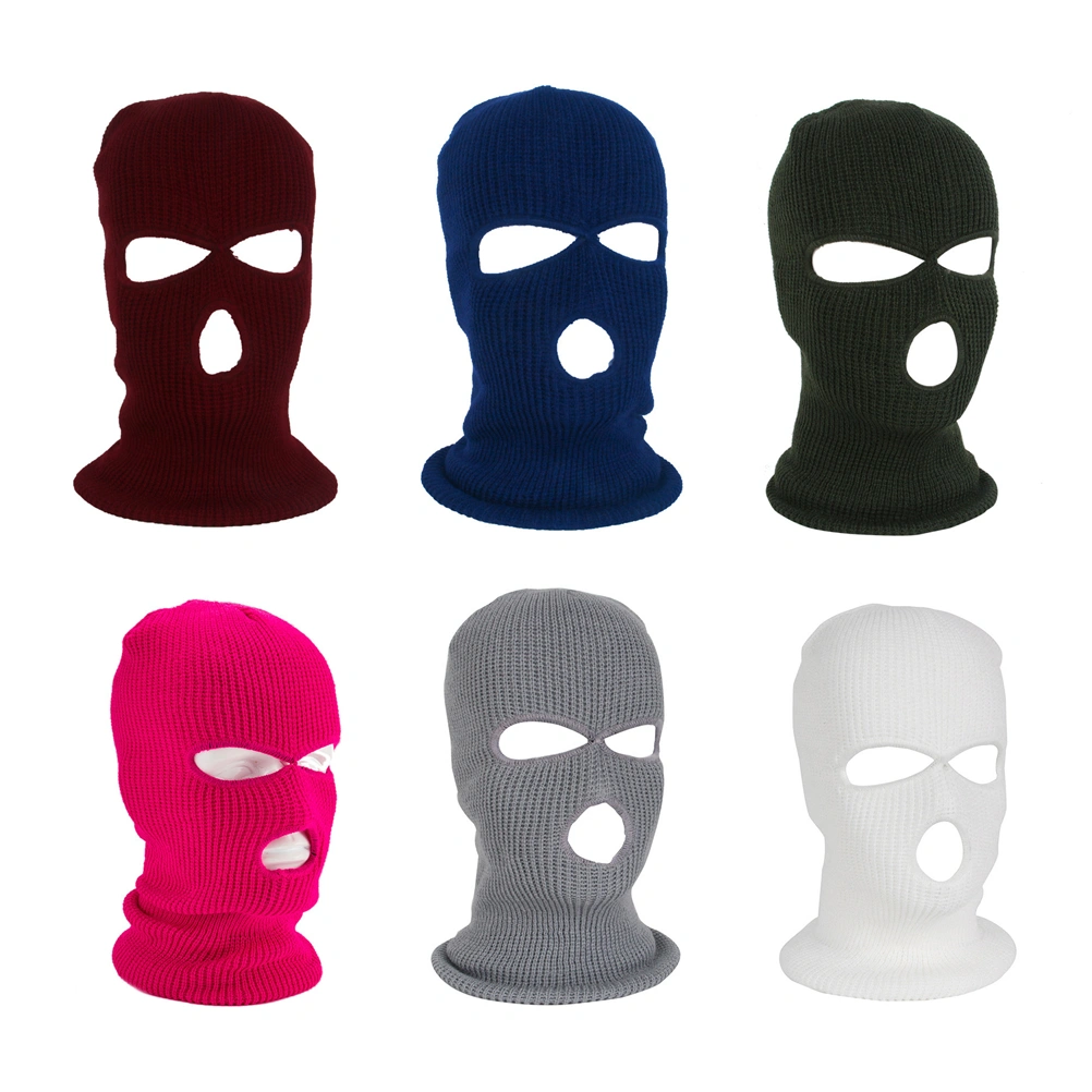 Knitted Full Face Mask with 3 Holes Winter Warm Knit Mask Elastic Ski Mask