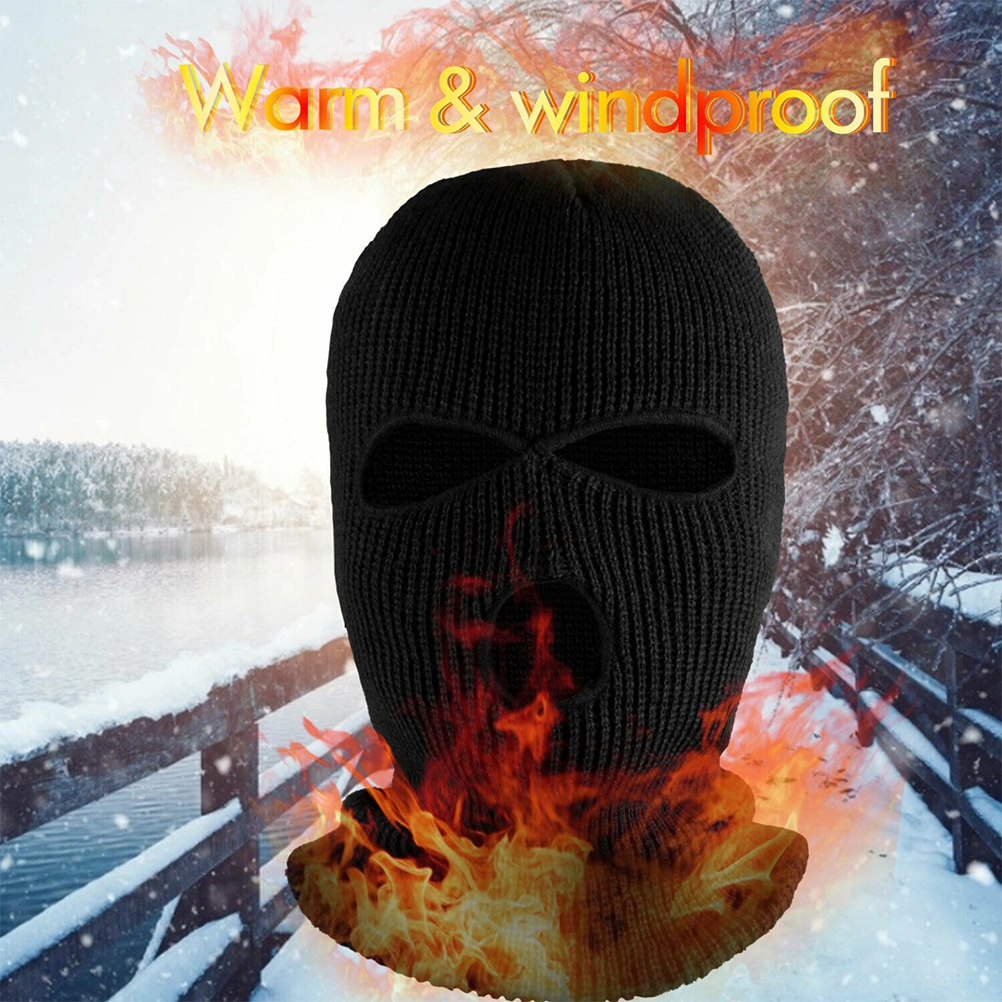 Knitted Full Face Mask with 3 Holes Winter Warm Knit Mask Elastic Ski Mask