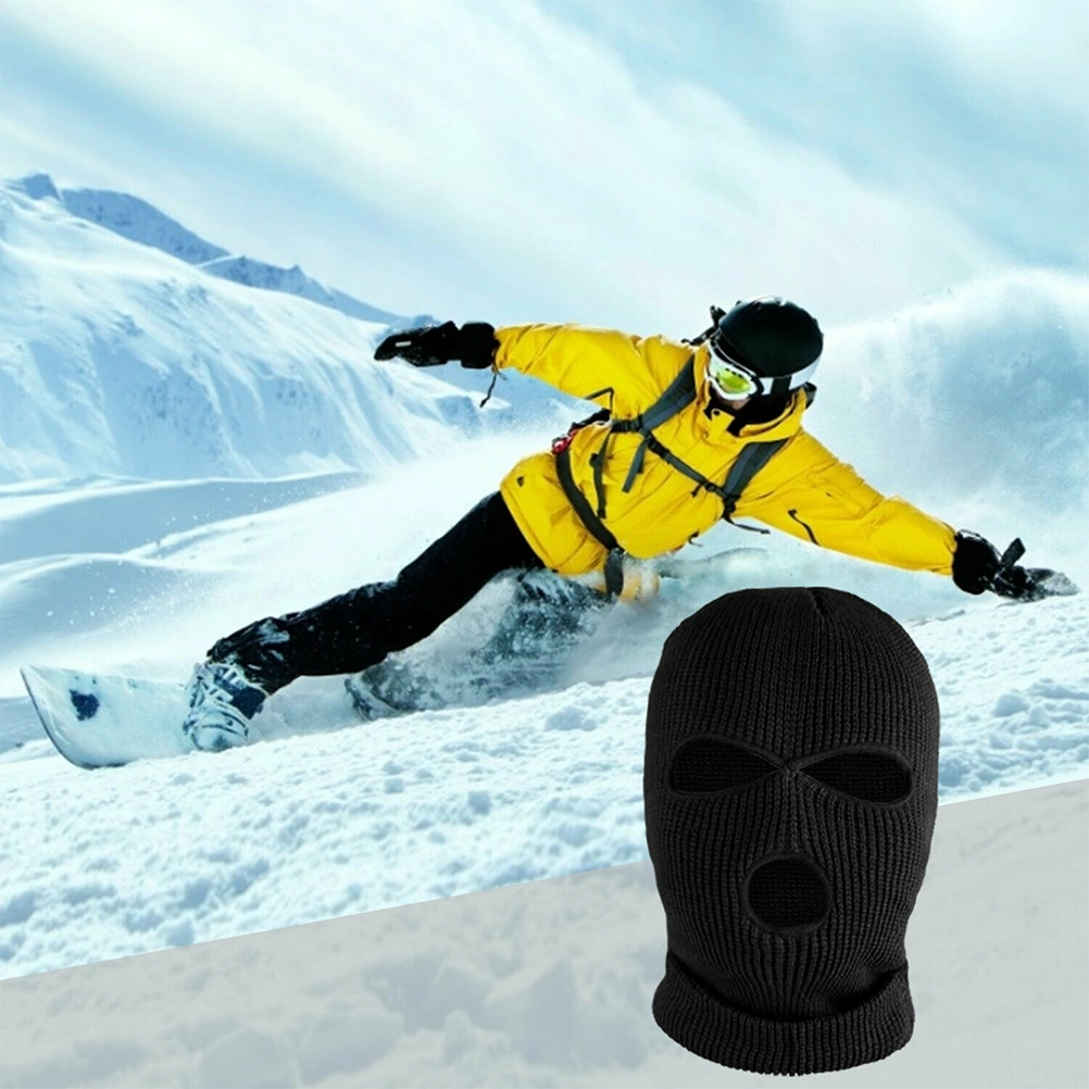Knitted Full Face Mask with 3 Holes Winter Warm Knit Mask Elastic Ski Mask