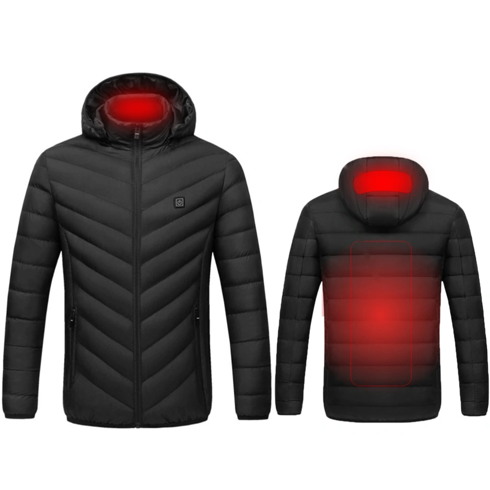 USB Heating Jacket Lightweight Electric Hooded Coat Outdoor Skiing Hiking Jacket No Power Bank