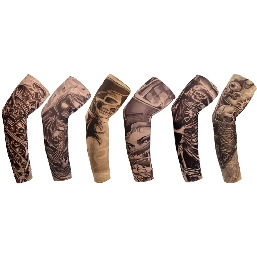 6 Pcs Cycling Bike UV Protection Print Sleeves Arm Warmer Outdoor Arm Sleeves