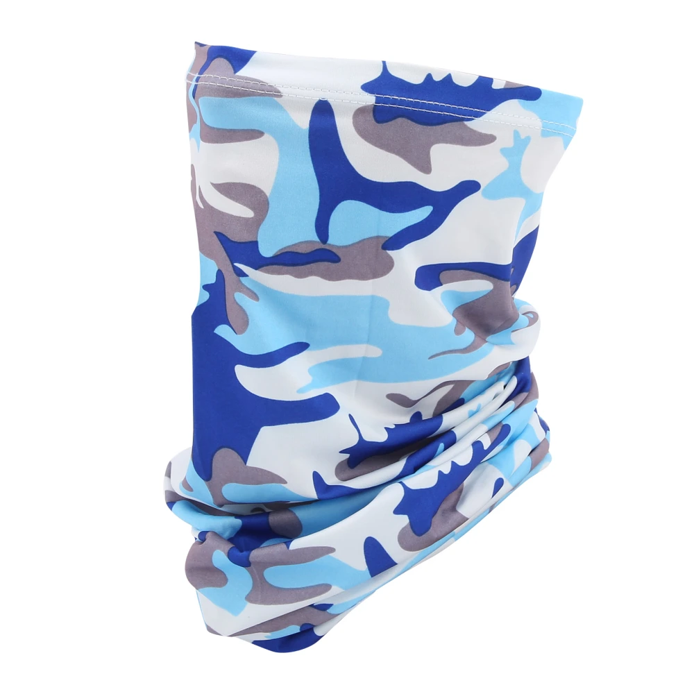 Outdoor Washable Soft Scarf Breathable UV Protection Face Cover Headband MultiPurpose(Blue and White Camouflage )