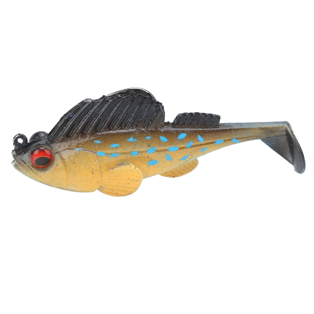 Deep Running Paddle Tail Soft Fishing Lure 75mm/13g Antihanging Bottom Soft Fake Bait(Black Blue Spot )