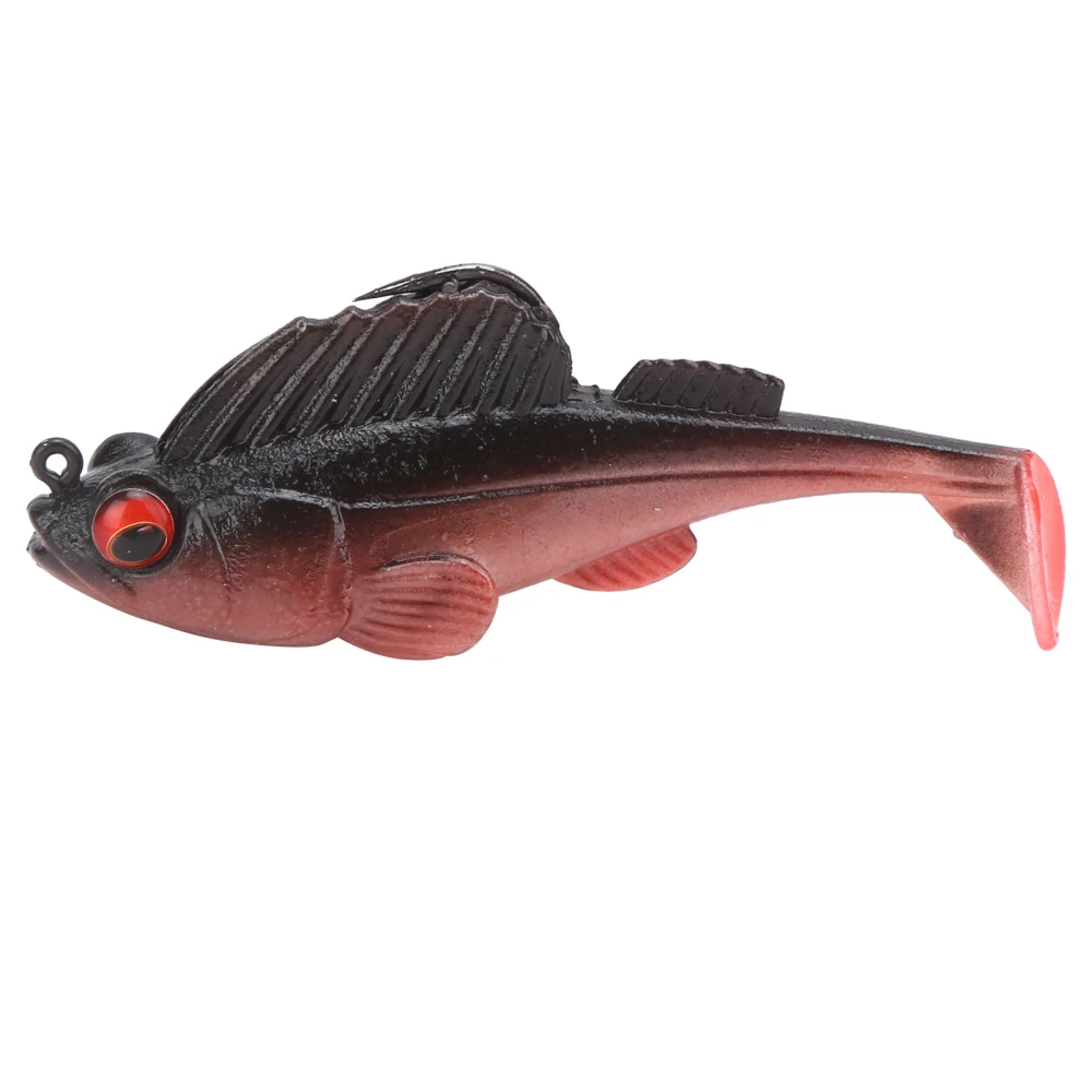 Deep Running Paddle Tail Jumping Soft Bait 75mm/13g Anti‑Hanging Bottom Soft Fake BaitBlack Red