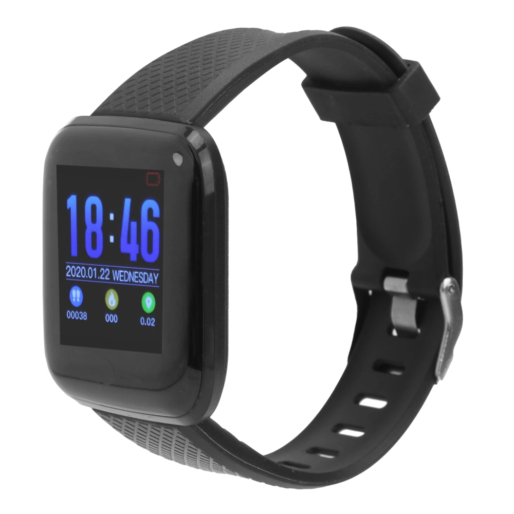 116 Plus Smart Watch Wristband Sports Fitness Blood Pressure Heart Rate Message ReminderBlack