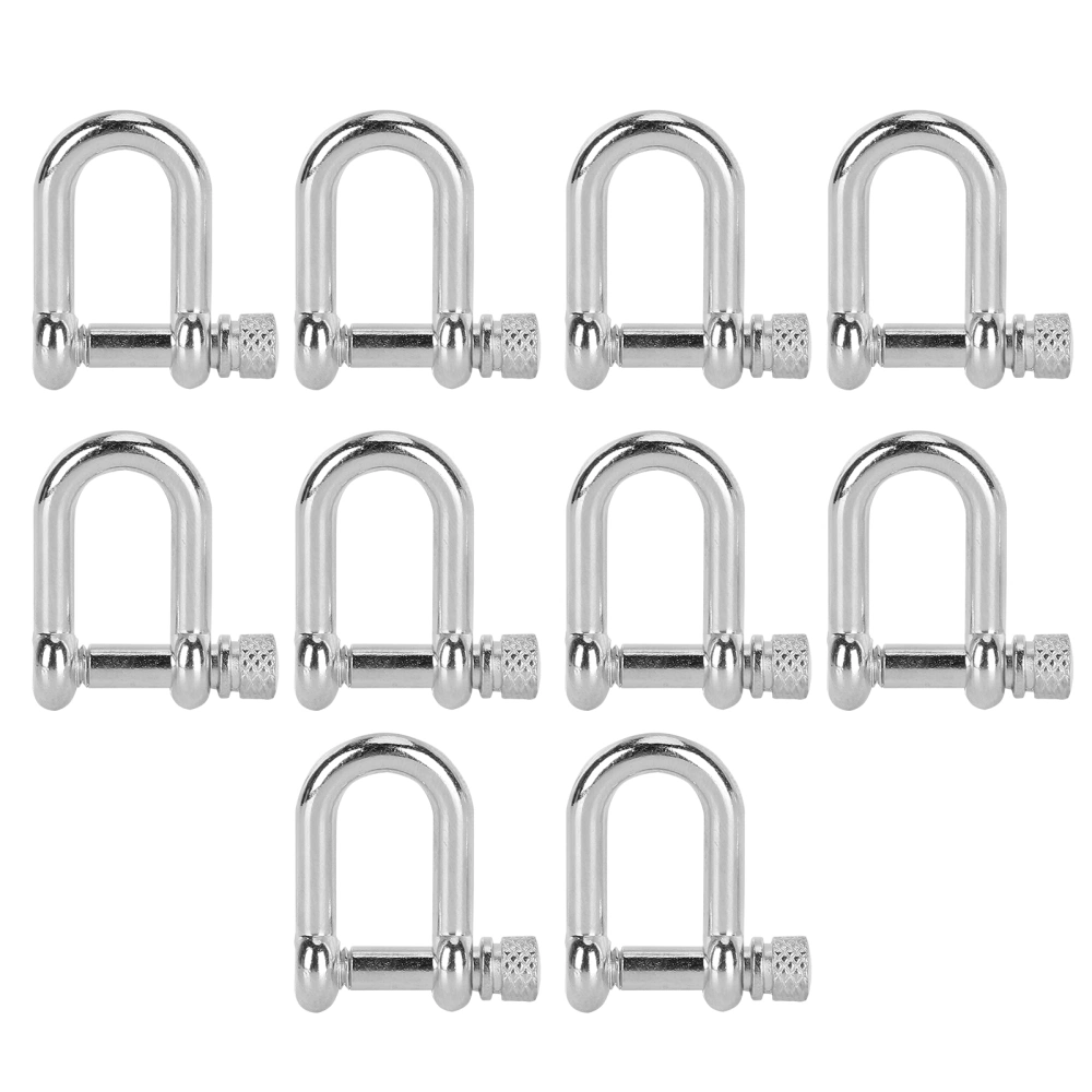 10pcs U Shape Shackle Zinc Alloy D Ring Lock Bow Shackle for Paracord Bracelet Round Head