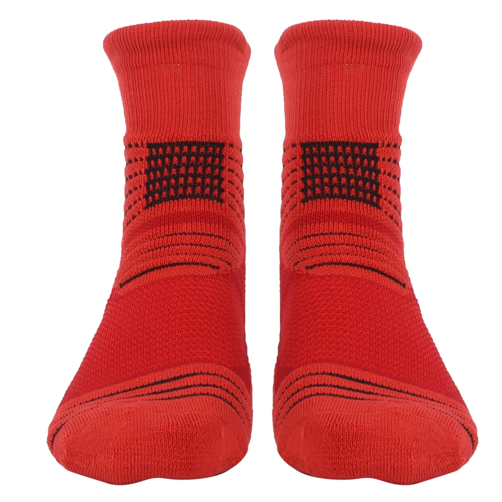 1 Pair Cotton Sports Socks Men Thicken Basketball Breathable No Sweat Running SocksRed