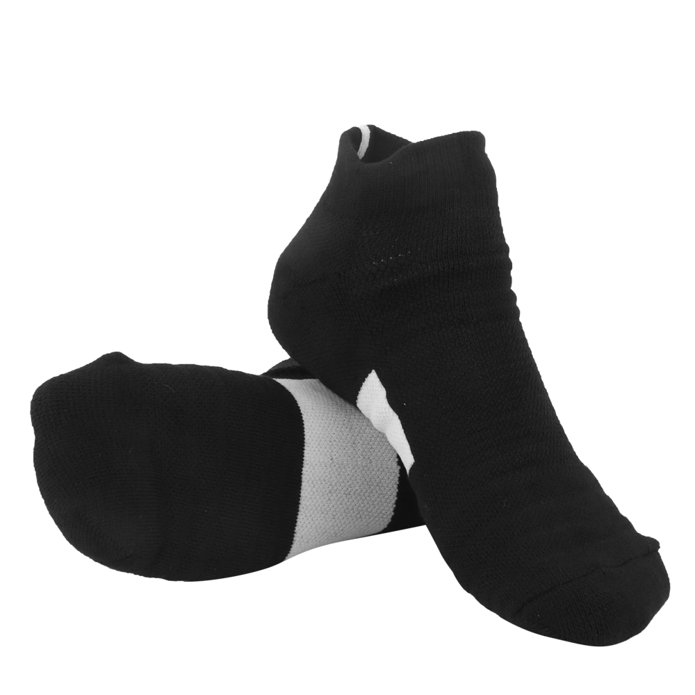 Combed Cotton Sports Basketball Breathable Thickened Running Shock Absorption Socks(Black White )