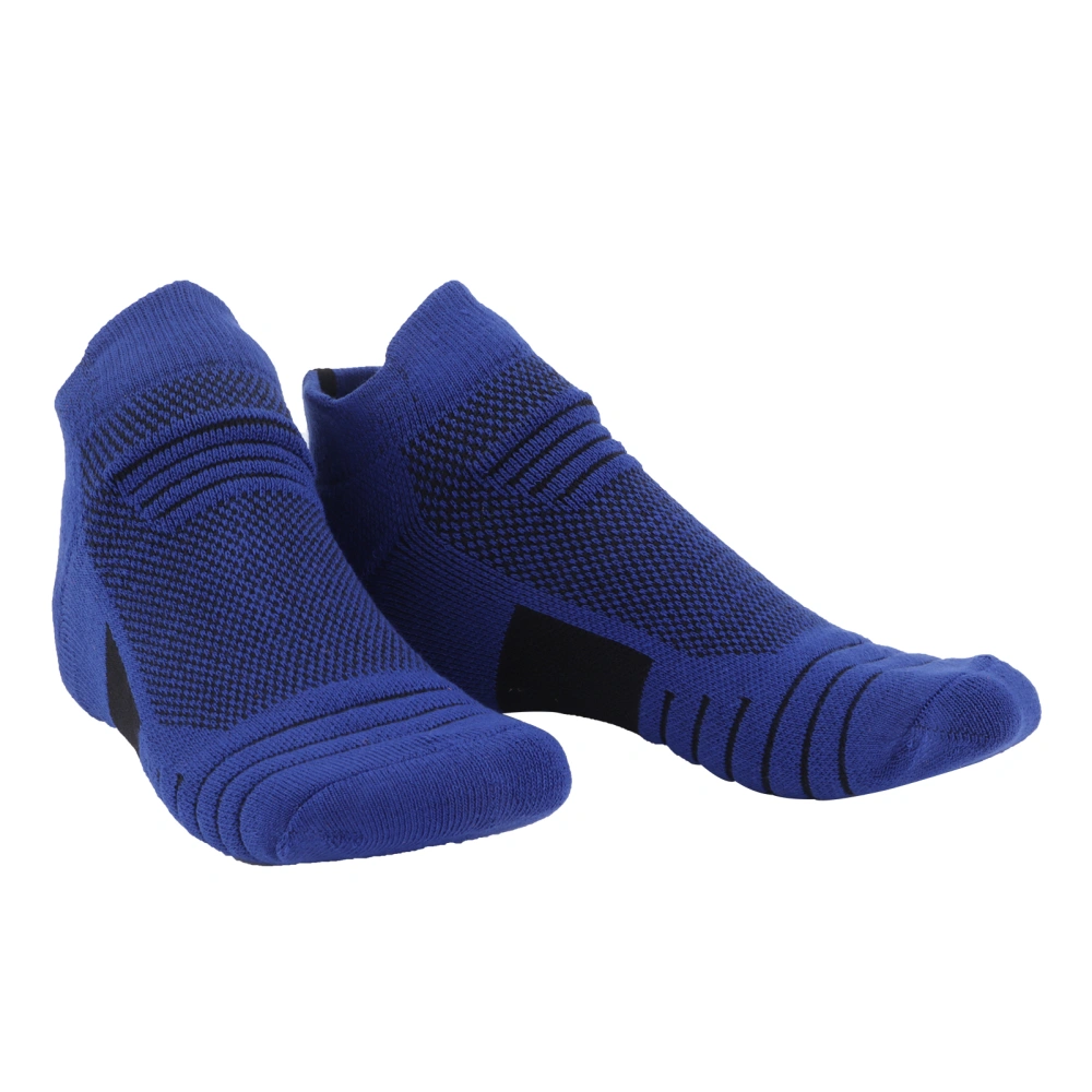 Combed Cotton Basketball Breathable Anti Slip Sport Running Shock Absorption Socks(Blue Black )